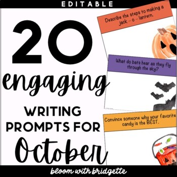 Preview of October Writing Prompts Editable 