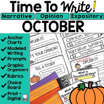 Preview of October Writing Prompts Fall Journal Choice Board Morning Work 