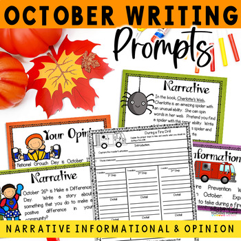 October Writing Prompts, Graphic Organizers, and Posters #funtober