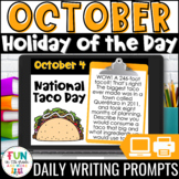 October Writing Prompts | Morning Meeting | Holiday of the Day