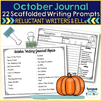 Preview of October Writing Prompts No Prep Fall Writing Journal