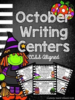 Preview of October Writing Prompts and Center (CCSS Aligned)