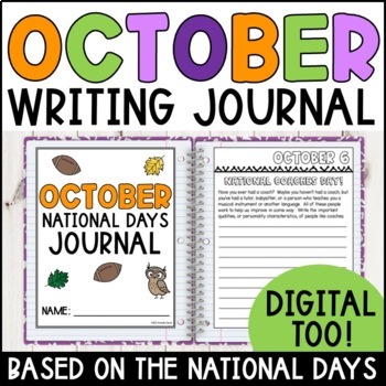 Preview of October Writing Prompts and Writing Journal 3rd Grade - 4th Grade - 5th Grade