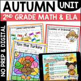 Fall Activities NO PREP Math & ELA Printable Worksheets Pl