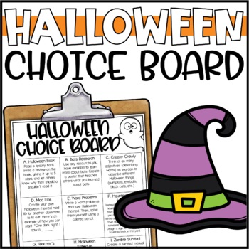 Preview of Halloween Choice Board | Halloween Morning Work & Early Finisher Activities