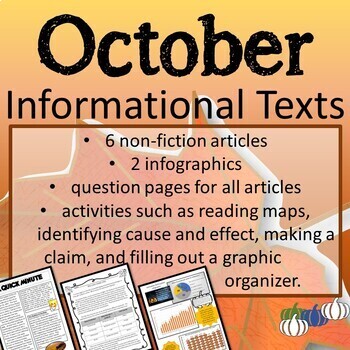 Preview of October and Halloween Informational Texts for Middle School