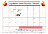 September snack/behavior calendar