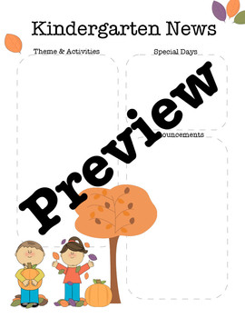Preview of October/Fall Kindergarten Newsletter