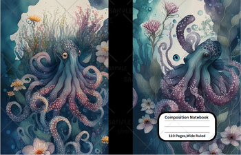 Preview of Octopus #1 Composition Notebook Cover For School, Home , Work, 8.5x11 inches