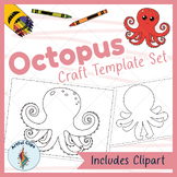 Octopus Craft Template Set: Black & White Outlines For Pre