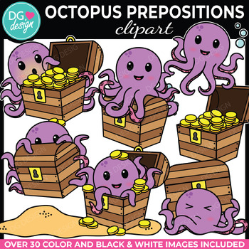 Preview of Octopus Preposition Clipart | Octopus Clipart | Ocean Clip Art