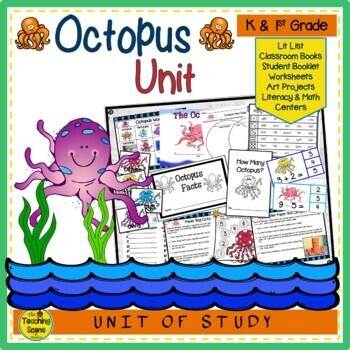Preview of Octopus Themed Unit:  Literacy & Math Centers & Activities