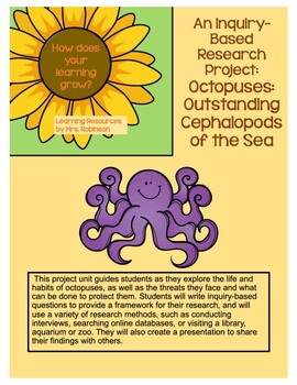 Preview of Octopuses:  Outstanding Cephalopods of the Sea. Inquiry-Based Research Project