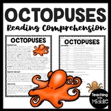 Octopuses Reading Comprehension Worksheet Octopus Ocean Creatures