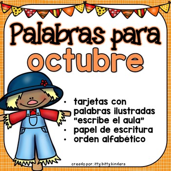 Preview of October Vocabulary Words in SPANISH - Octubre