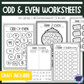 Preview of Odd and Even Differentiated Worksheets + Craft