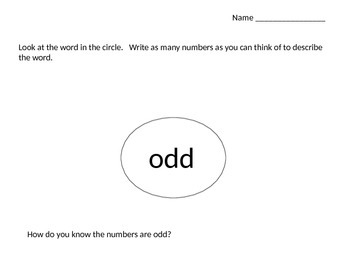 Preview of Odd and Even Graphic Organizer