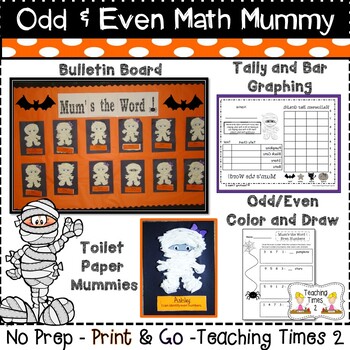 Preview of Odd and Even Math Mummies l Bulletin Board l Bar Graphing l Halloween