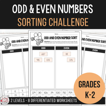 Preview of Odd and Even Number Sorting Differentiated Worksheets