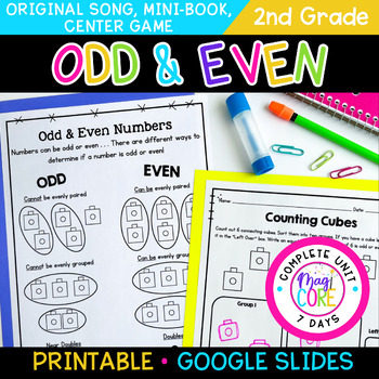 Preview of Odd & Even Numbers Worksheets, Activities, Games Anchor Chart 2nd grade 2.OA.C.3
