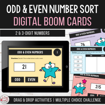 Preview of Odd and Even Numbers - Sorting Challenge Boom Cards Distance Learning