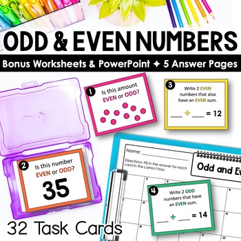 Preview of Odd and Even Numbers Task Cards - Odd and Even Math Center