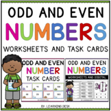 Odd and Even Numbers Worksheets Task Cards Kindergarten Fi