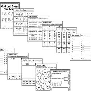 odd and even worksheets by mini mountain learning tpt