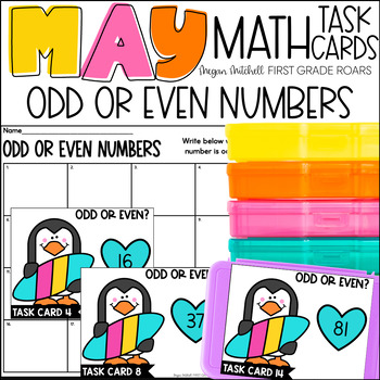 Preview of Odd or Even May Task Card Activity ELA Centers Scoot Morning Tubs Centers