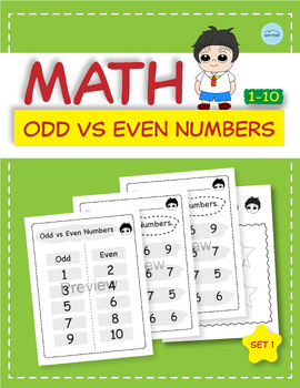 Preview of Odd vs Even Numbers Worksheet, Number Odd Even Worksheet 1-10, Math Game-Set1