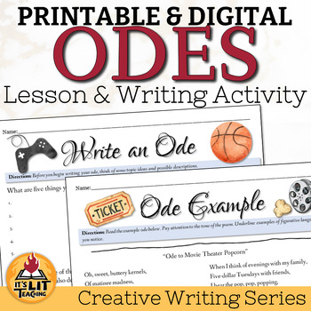 Preview of Ode Poems for High School Creative Writing | Printable & Digital