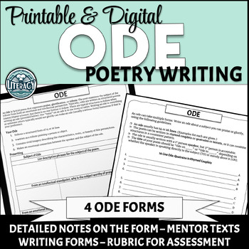 Preview of Ode - Poetry Writing - Poem Writing Form to Guide Process