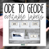 Ode to Geode Editable Classroom Labels