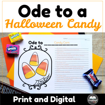 Preview of Ode to a Halloween Candy - Poetry writing activity - Print & Digital