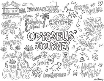 Preview of Odysseus' Journey Coloring Sheet | The Odyssey | Greek Mythology