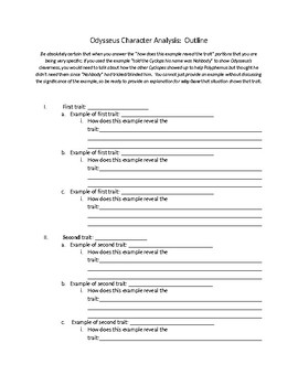 example character analysis essay outline