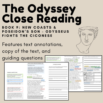 Preview of Odyssey Book 9 Ismarus Close Reading-High School English Low-High Level Readers