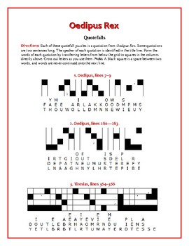 Oedipus Rex 10 Quotefall Puzzles Students Love These Puzzles Tpt