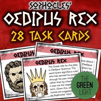Preview of Oedipus Rex Task Cards: Discussion Questions, Quizzes, Bell-Ringers