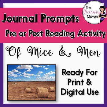 Preview of Of Mice And Men by John Steinbeck Journal Prompts, Bell Ringers, Task Cards
