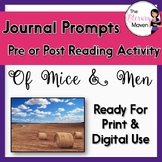 Of Mice And Men by John Steinbeck Journal Prompts, Bell Ri