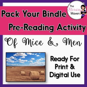 Preview of Of Mice And Men by John Steinbeck Pre-Reading Bindle Activity (FREE)