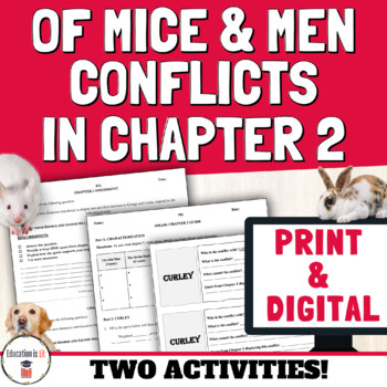 Preview of Print & Digital Of Mice and Men Chapter 2 Study Guide and Conflict Analysis
