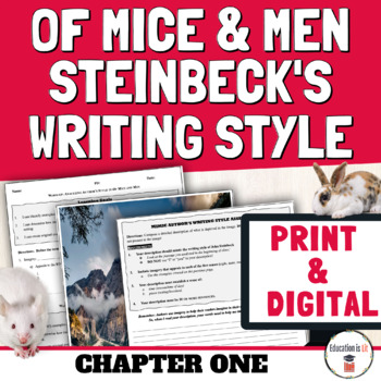 Preview of Print & Digital Of Mice and Men Chapter 1 Figurative Language Writing Activities