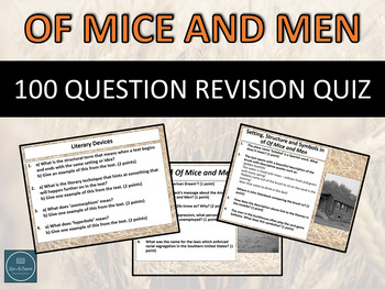 Preview of Of Mice and Men 100 Question Revision Quiz!