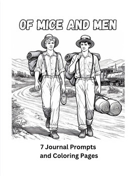 Preview of Of Mice and Men 7 Journal Prompts and Coloring Pages