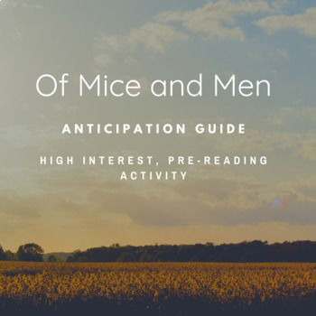 Preview of Of Mice and Men | Anticipation Guide | Pre-reading activity