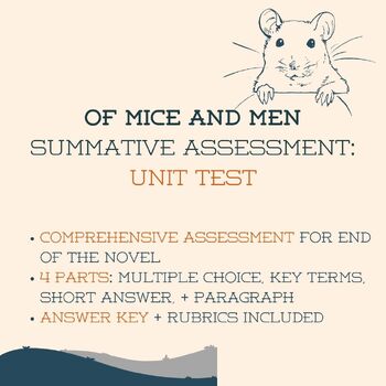 Preview of Of Mice and Men Assessment - Summative Unit Test - MC, Key Terms, Short Answer