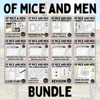 Preview of Of Mice and Men BUNDLE | Differentiated Close Study | Activities | Novel Tasks