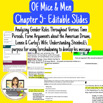 Preview of Of Mice and Men - Chapter 5 Editable Slides